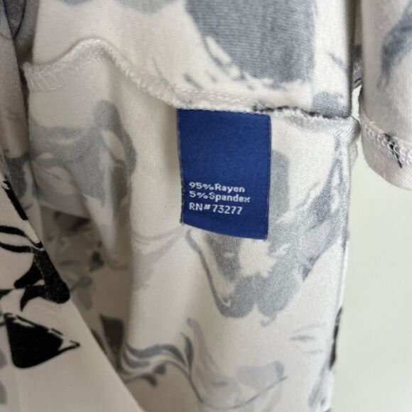 Apt 9 | Ivory Black Gray Soft Ruffle Short Sleeve Stretchy Top Medium - Picture 5 of 6